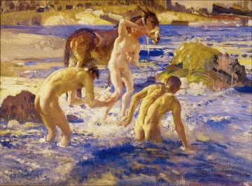 ジョージ・ワシントン・ランバート Painting - 海水浴するアンザック人 ジョージ・ワシントン・ランバート